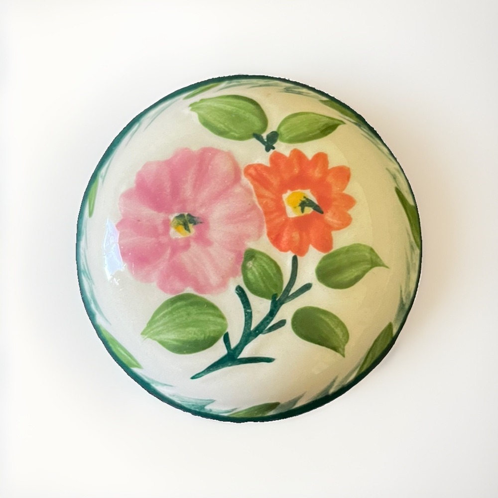 Vintage Franciscan Pill trinket Box  Cottage Core Round hand painted flower